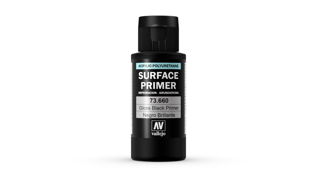 Vallejo Surface Primer 60ML. Gloss Black Primer