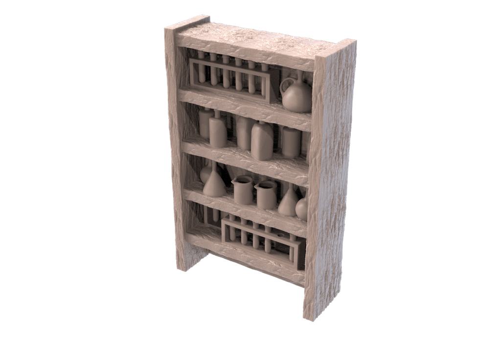 Bücherregal mit Behältern