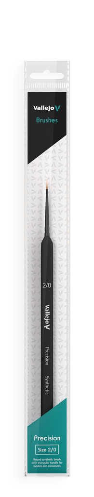 Vallejo Round Synthetic Brush, Triangular Handle No. 2/0
