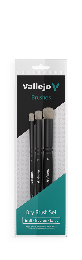 Vallejo Dry Brush Set - Natural Hair (S, M & L)