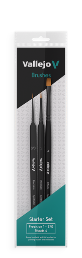 [B03990] Vallejo Starter Set (Round No.1 & 3/0 Triangular Handle, Flat No.4, synthetics)