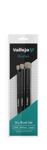 [B07990] Vallejo Dry Brush Set - Natural Hair (S, M & L)